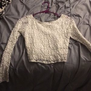 White lace crop top